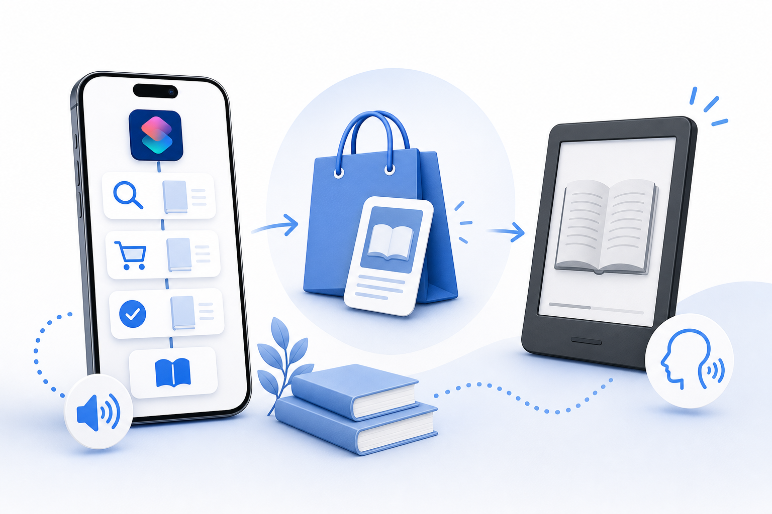 Descripción de imagen: ilustración generada para el artículo Atajo Para Comprar Libros De Kindle Desde El iPhone en AliBlueBox.