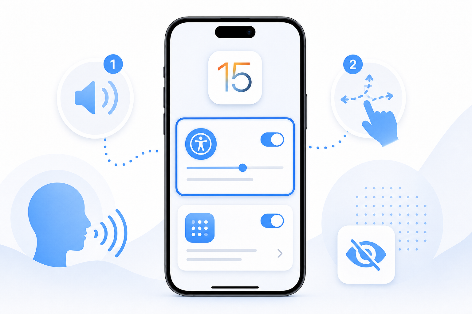 Descripción de imagen: ilustración generada para el artículo iOS 15: Mis 2 Tips Favoritas De Accesibilidad en AliBlueBox.