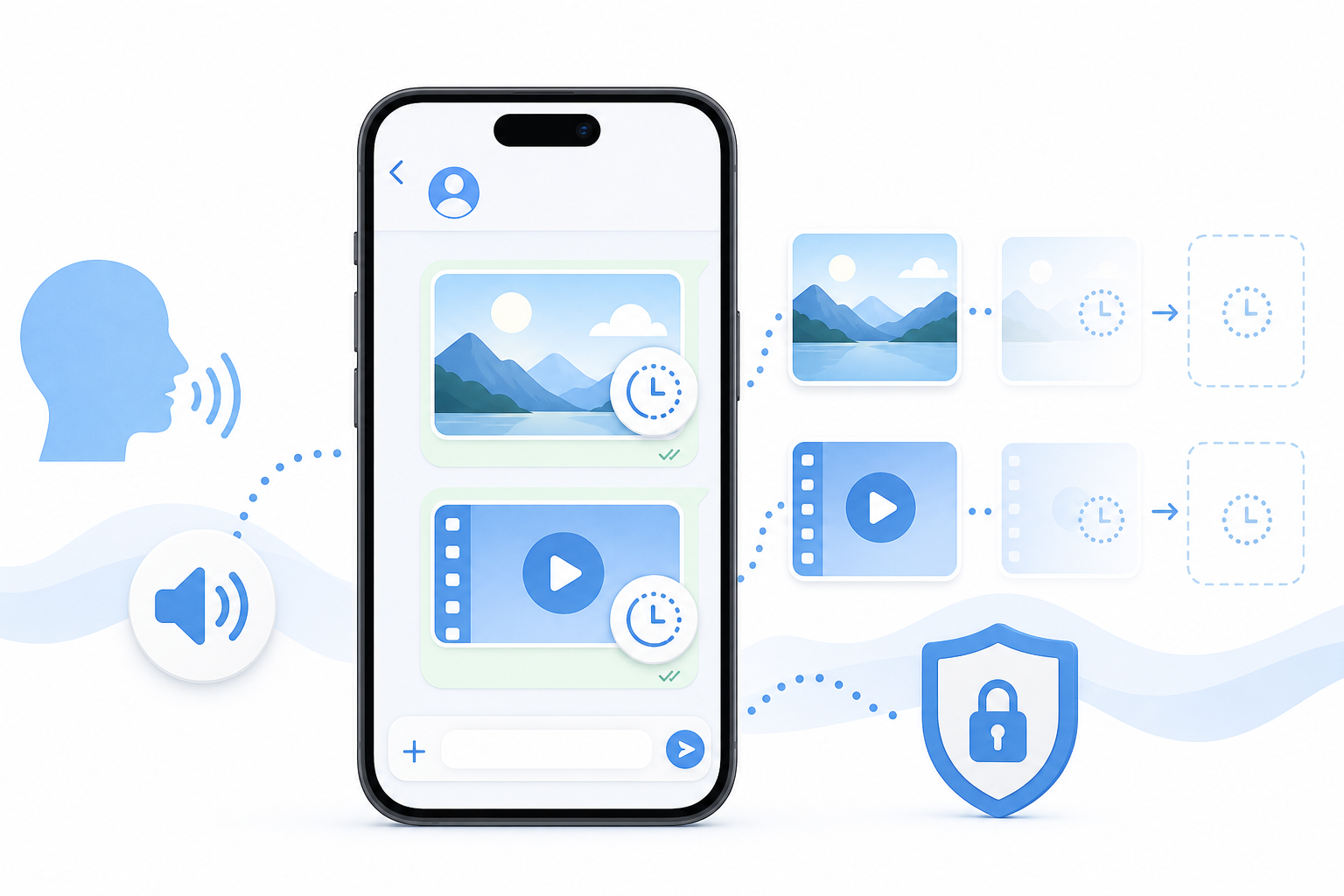 Descripción de imagen: ilustración generada para el artículo Video Respuesta: Como Enviar Imagenes Y Videos Temporales Por WhatsApp en AliBlueBox.