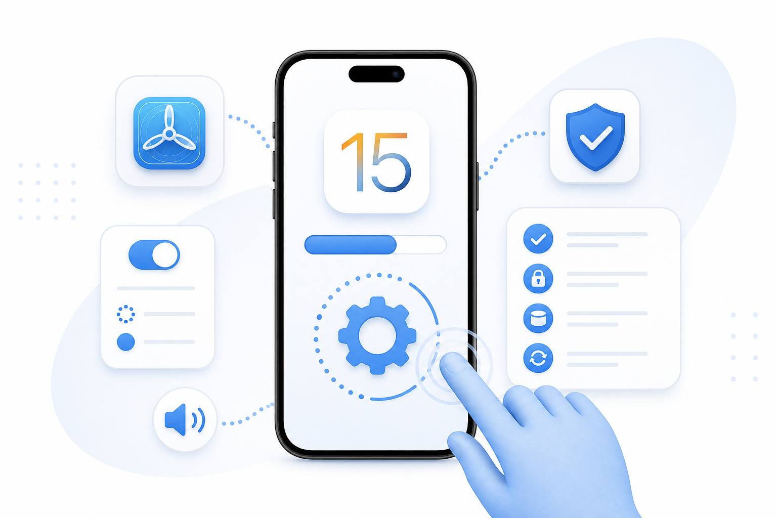 Descripción de imagen: ilustración generada para el artículo Cómo Instalar Las Betas De iOS 15 A Ciegas en AliBlueBox.