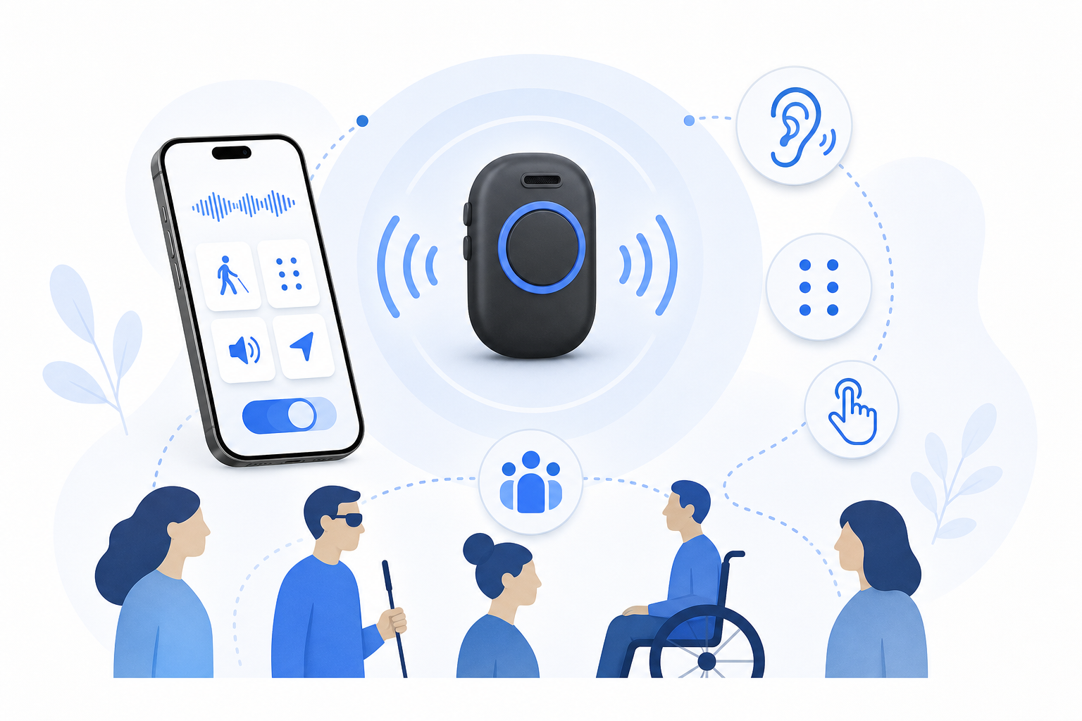 Descripción de imagen: ilustración generada para el artículo Accesibilidad Para Todos Con Sensee en AliBlueBox.