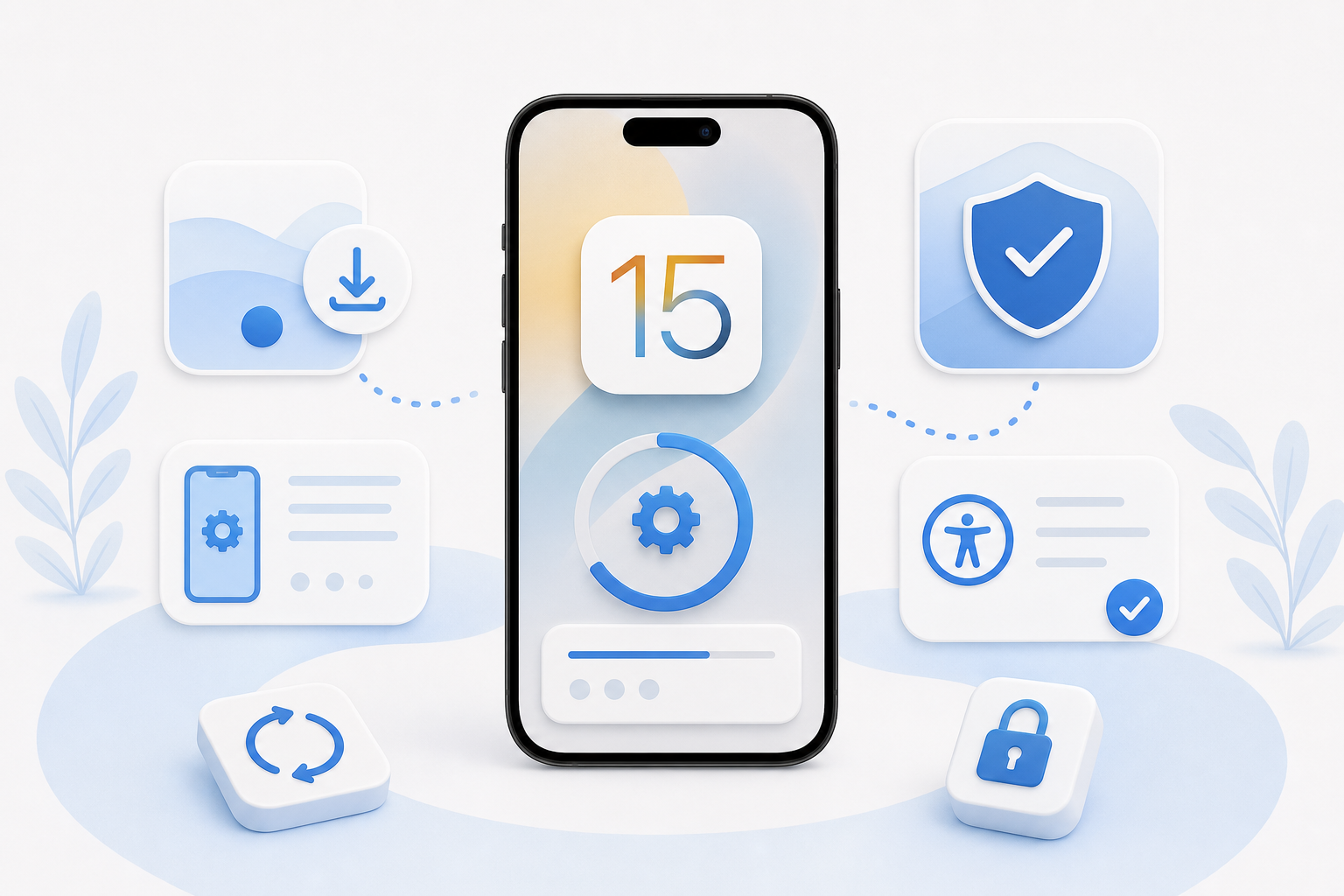Descripción de imagen: ilustración generada para el artículo iOS 15.4.1 Última Actualización en AliBlueBox.