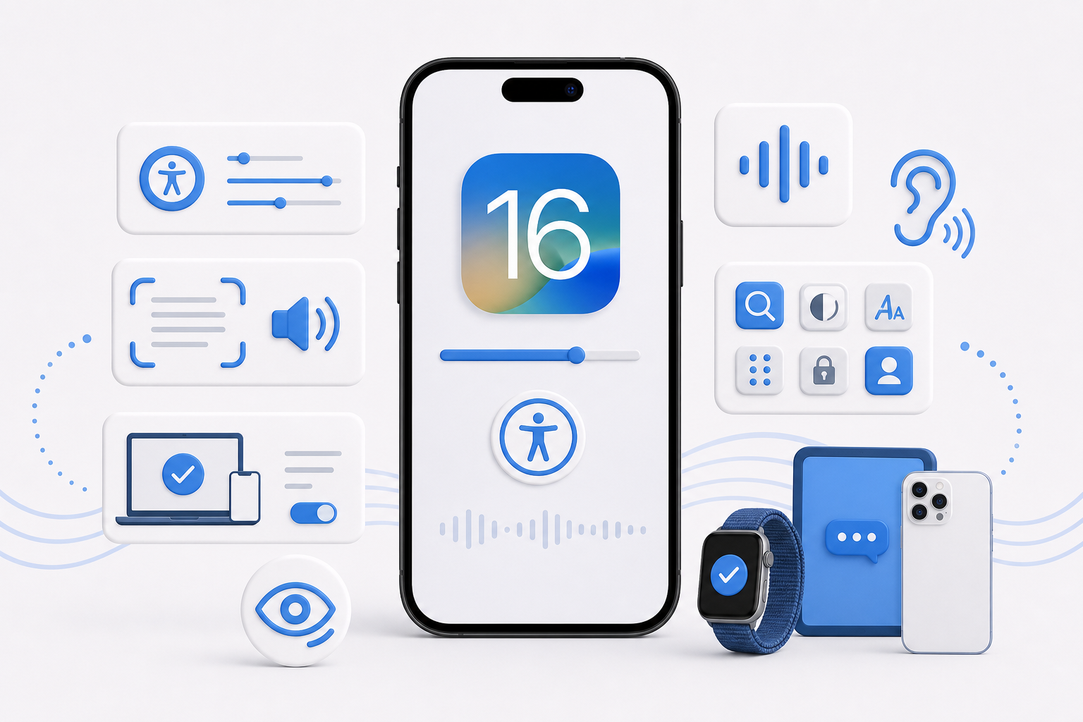 Descripción de imagen: ilustración generada para el artículo Novedades De iOS 16 A Ciegas en AliBlueBox.