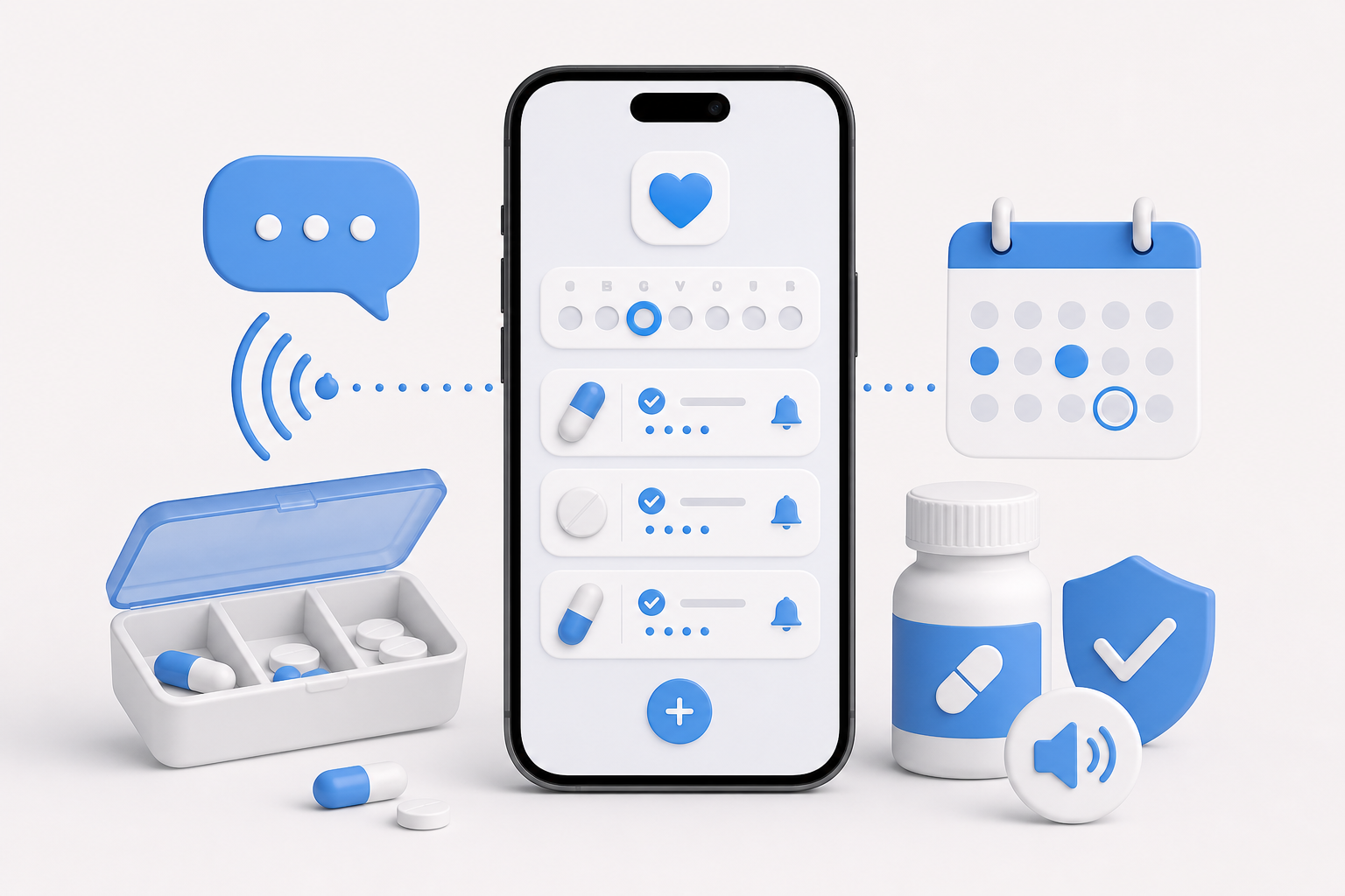 Descripción de imagen: ilustración generada para el artículo Novedades iOS 16 A Ciegas: Medicación En Salud en AliBlueBox.