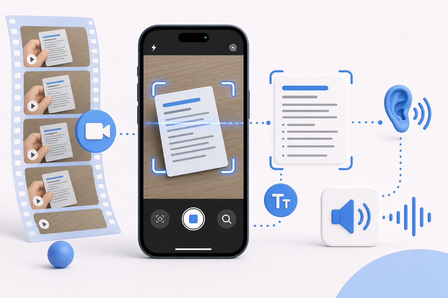 Descripción de imagen: ilustración generada para el artículo Novedades iOS 16 A Ciegas: Live Text Video en AliBlueBox.