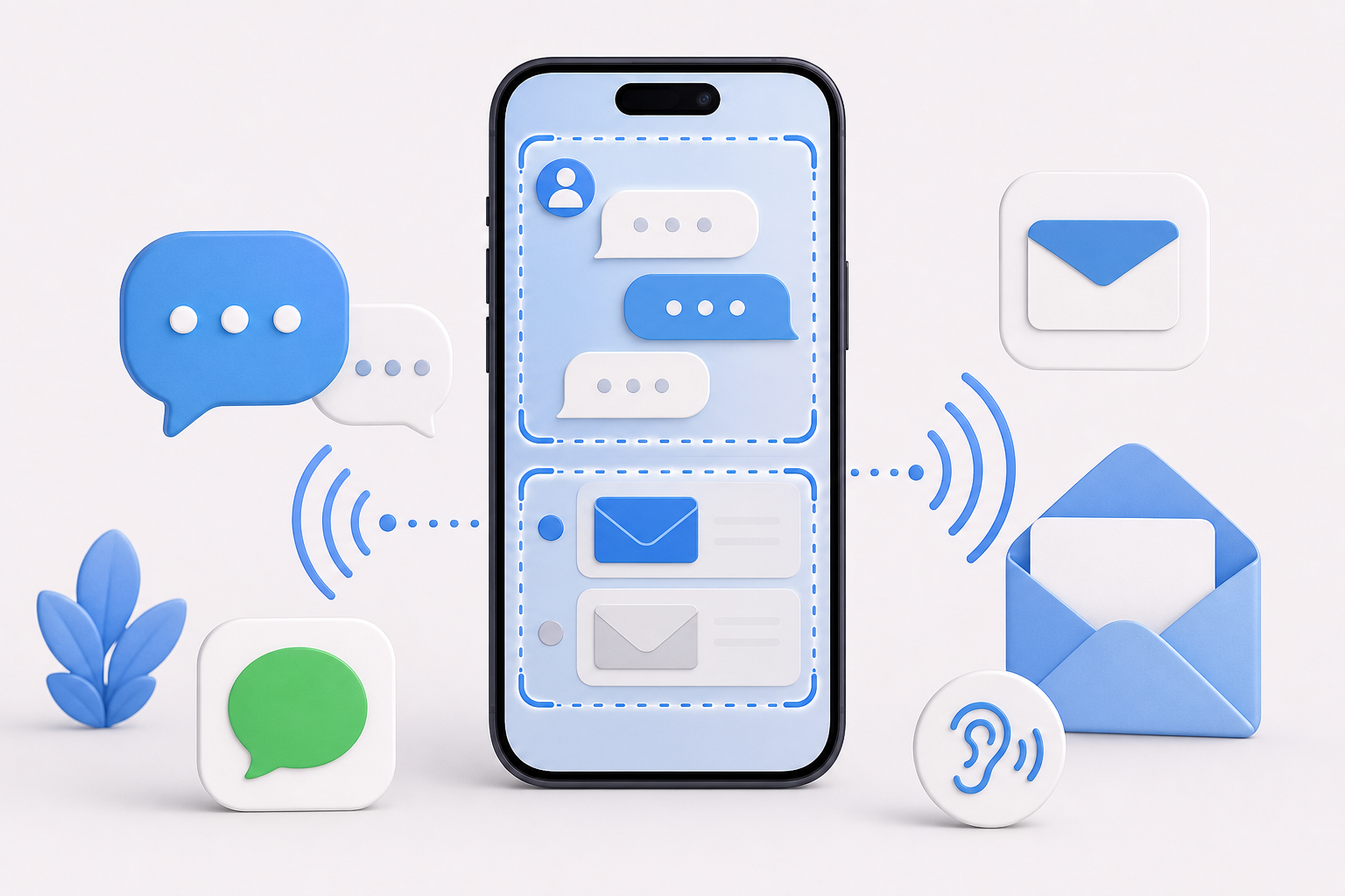 Descripción de imagen: ilustración generada para el artículo Novedades iOS 16 A Ciegas: Mensajes Y Mail en AliBlueBox.
