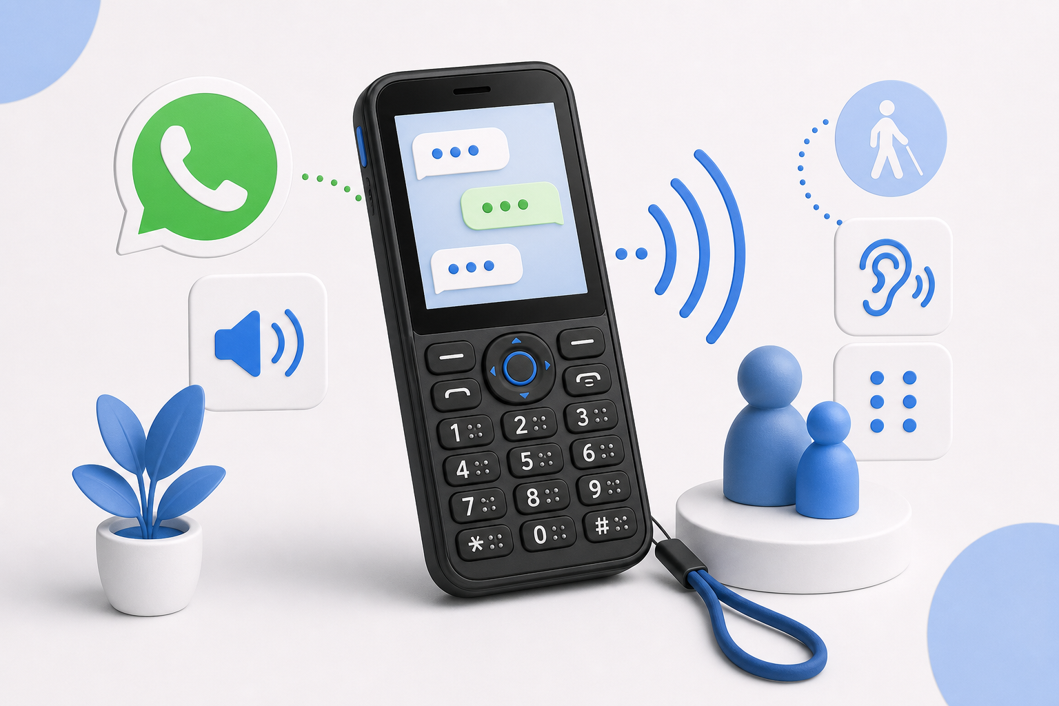 Descripción de imagen: ilustración generada para el artículo WhatsApp Y BlindShell Classic 2 A Ciegas en AliBlueBox.