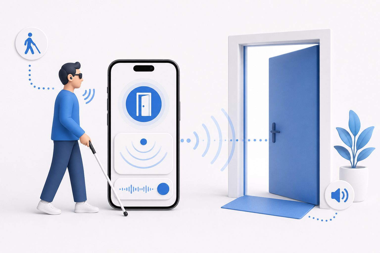 Descripción de imagen: ilustración generada para el artículo Novedades iOS 16 A Ciegas: Detección De puertas en AliBlueBox.