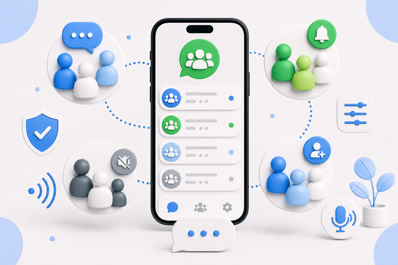 Descripción de imagen: ilustración generada para el artículo Comunidades De WhatsApp, Qué Son y Cómo Utilizarlas en AliBlueBox.