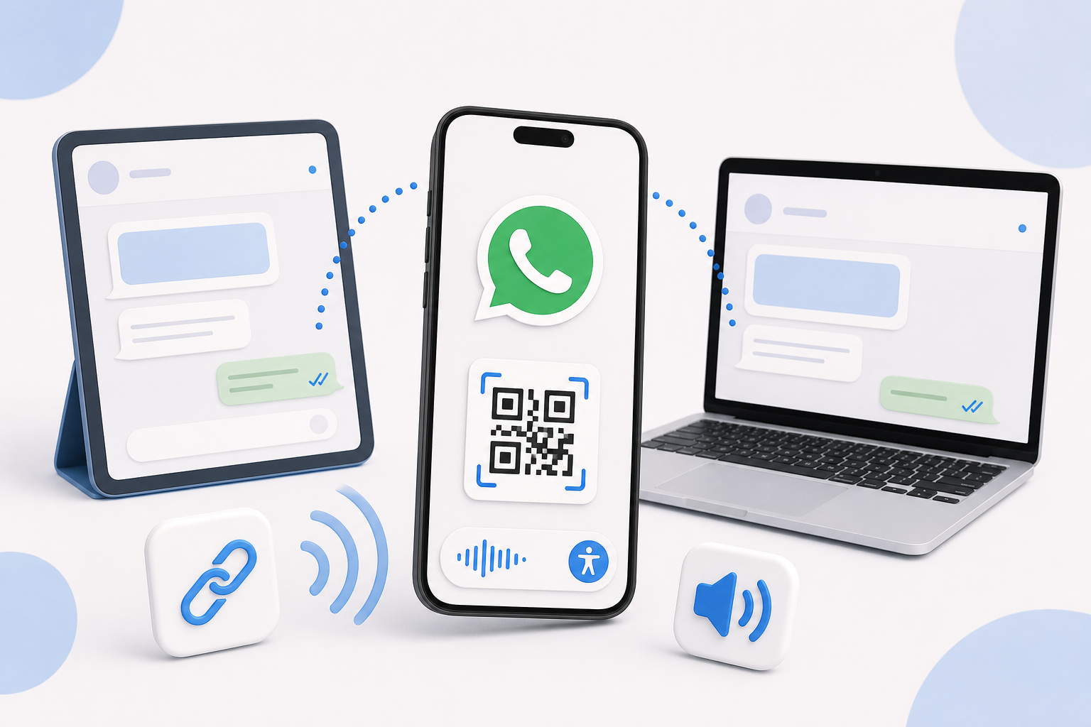 Descripción de imagen: ilustración generada para el artículo WhatsApp En Múltiples Dispositivos: Cómo Enlazar Tu Cuenta En Segundos en AliBlueBox.