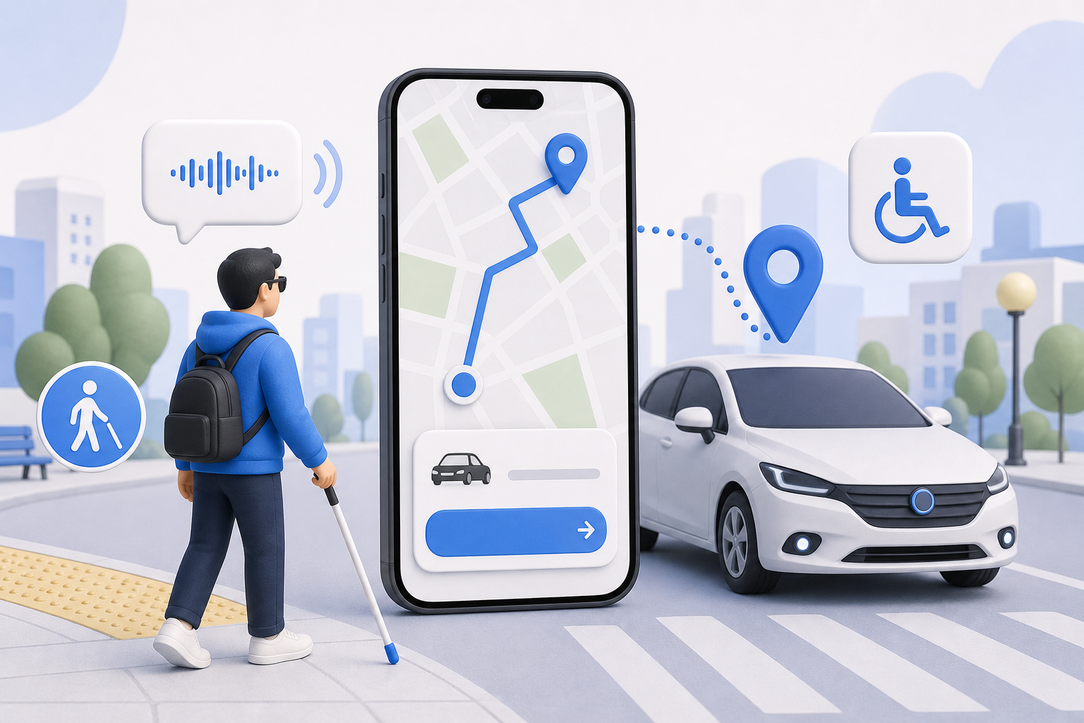 Descripción de imagen: ilustración generada para el artículo Un Viaje Hacia La Accesibilidad: Hablando De Cabify Con Jonathan Chacón en AliBlueBox.