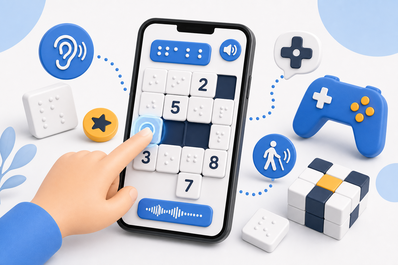 Descripción de imagen: ilustración generada para el artículo Blind Number: El Juego Que Abre Puertas A La Diversión Para Todos en AliBlueBox.