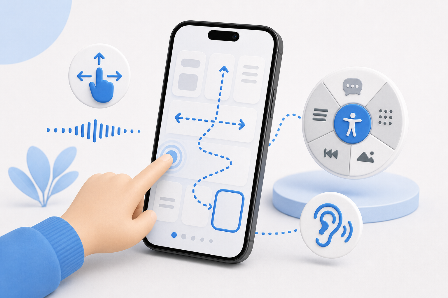 Descripción de imagen: ilustración generada para el artículo Cómo Personalizar Los Gestos De VoiceOver En El iPhone en AliBlueBox.