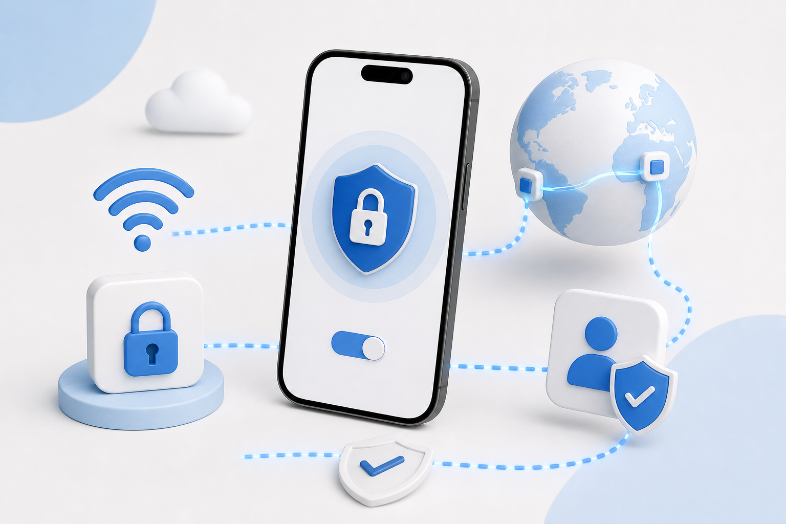 Descripción de imagen: ilustración generada para el artículo VPN En Tu iPhone En 5 Minutos en AliBlueBox.